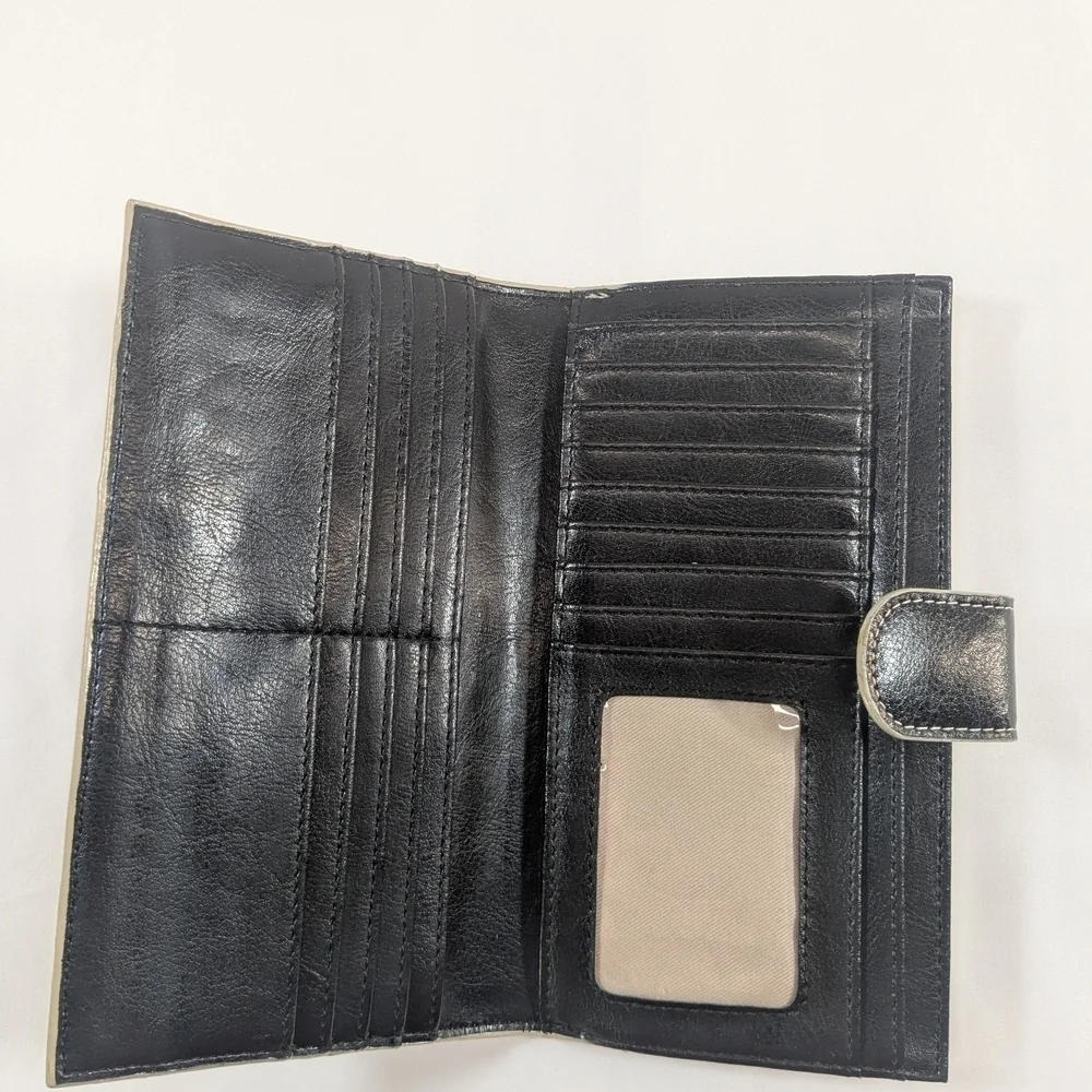 Elegant Black Genuine Leather Wallet Kiss Lock & Magnetic Snap Secured Pockets